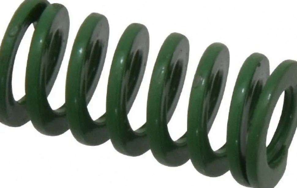 Die Spring: 1/2" Hole Dia, 9/32" Rod Dia, 1" Free Length, Green