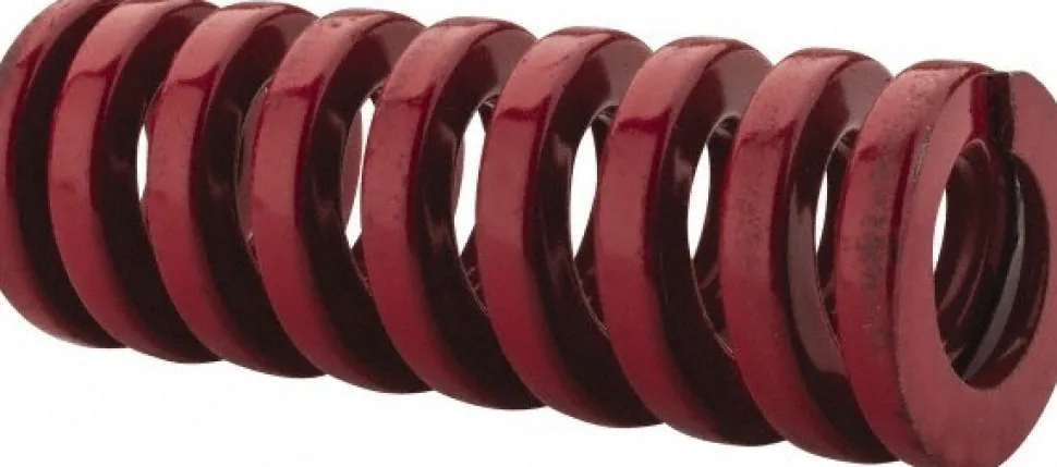 Die Spring: 3/4" Hole Dia, 3/8" Rod Dia, 2" Free Length, Red