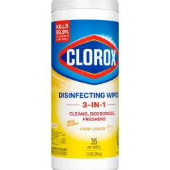 Disinfecting Wipes, Bleach Free Cleaning Wipes, 1-Ply, 7" x 8", Crisp Lemon, White