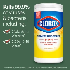 Disinfecting Wipes, Bleach Free Cleaning Wipes, 1-Ply, 7