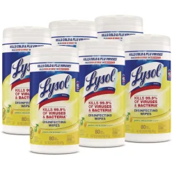 Disinfecting Wipes, 1-Ply, 7" x 7.25", Lemon and Lime Blossom, White