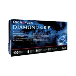 Disposable Gloves: Series Microflex Diamond Grip, Size Medium, 6.3000 mil, Latex, General Purpose, Powder-Free