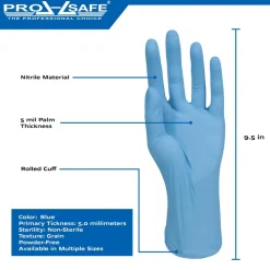Disposable Gloves: Size Large, 5.0000 mil, Nitrile, General Purpose, Powder-Free