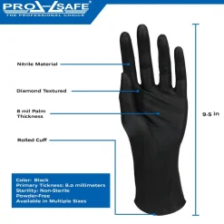 Disposable Gloves: Size X-Large, 8.0000 mil, Nitrile, General Purpose, Powder-Free