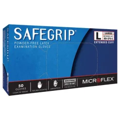 Disposable Gloves: Series Microflex SafeGrip, Size X-Large, 11.0000 mil, Latex, Medical, Powder-Free