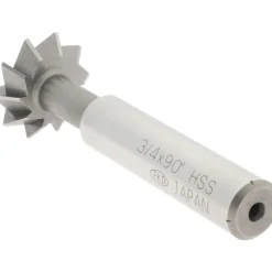 Double Angle Milling Cutter: 90 °, 3/4" Cut Dia, 1/4" Cut Width, 3/8" Shank Dia, High Speed Steel