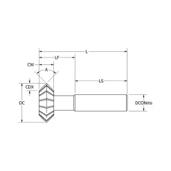 Double Angle Milling Cutter: 90 °, 3/4" Cut Dia, 1/4" Cut Width, 3/8" Shank Dia, High Speed Steel
