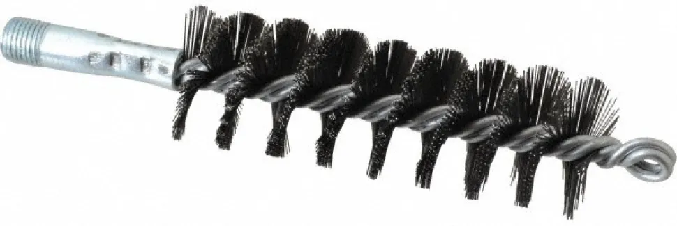 Double Stem/Single Spiral Flue Brush: 1-1/2" Dia, 7-1/2" OAL