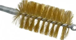 Double Stem/Single Spiral Tube Brush: 2-1/2" Dia, 8" OAL, Brass Bristles