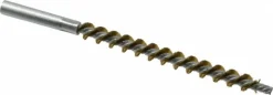 Double Stem/Single Spiral Tube Brush: 3/8" Dia, 6-1/4" OAL, Brass Bristles