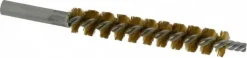 Double Stem/Single Spiral Tube Brush: 5/8" Dia, 6-1/4" OAL, Brass Bristles