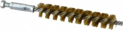 Double Stem/Single Spiral Tube Brush: 3/4" Dia, 6-1/4" OAL, Brass Bristles