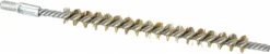 Double Stem/Single Spiral Tube Brush: 1/4" Dia, 4-1/2" OAL, Brass Bristles