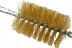 Double Stem/Single Spiral Tube Brush: 3" Dia, 8" OAL, Brass Bristles