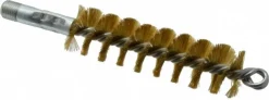 Double Stem/Single Spiral Tube Brush: 1-1/4" Dia, 8" OAL, Brass Bristles