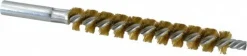 Double Stem/Single Spiral Tube Brush: 9/16" Dia, 6-1/4" OAL, Brass Bristles