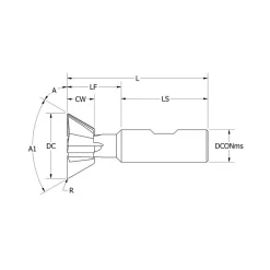 Dovetail Cutter: 45 °, 3/4" Cut Dia, 1/4" Cut Width, Carbide Tipped