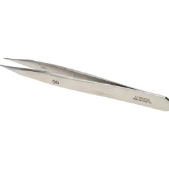 Dumont-Style Swiss Pattern Tweezer: OO-SA, Stainless Steel, Thick Shank with Flat Edge, Honed & Blunt Point Tip, 4-3/4" OAL