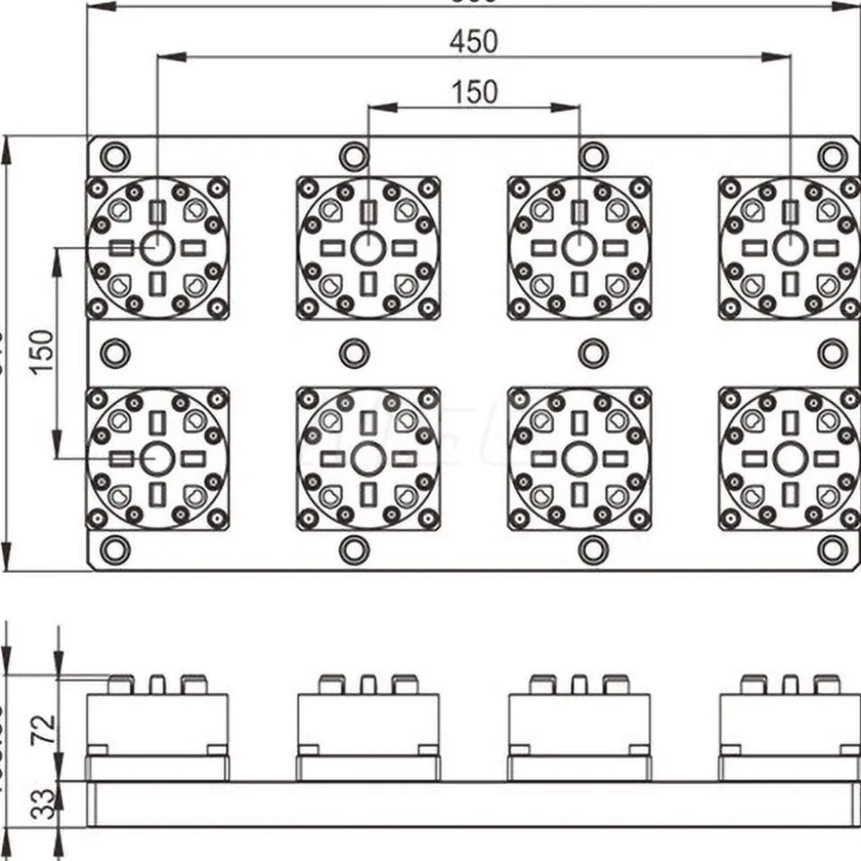 EDM Chucks: Chuck Size: 310mm x 560mm x 108.5mm; System Compatibility: Macro, System 3R; Actuation Type: Pneumatic; Material: Stainless Steel