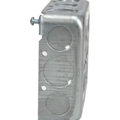 Electrical Outlet Box: Steel, Square, 4" OAH, 4" OAW, 1-1/2" OAD, 2 Gangs