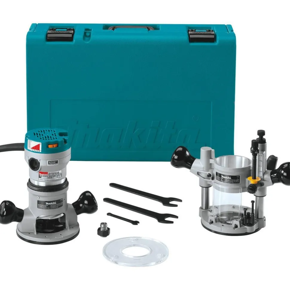 Electric Plunge Base Router: 1/2 & 1/4" Collet, 2.25 hp