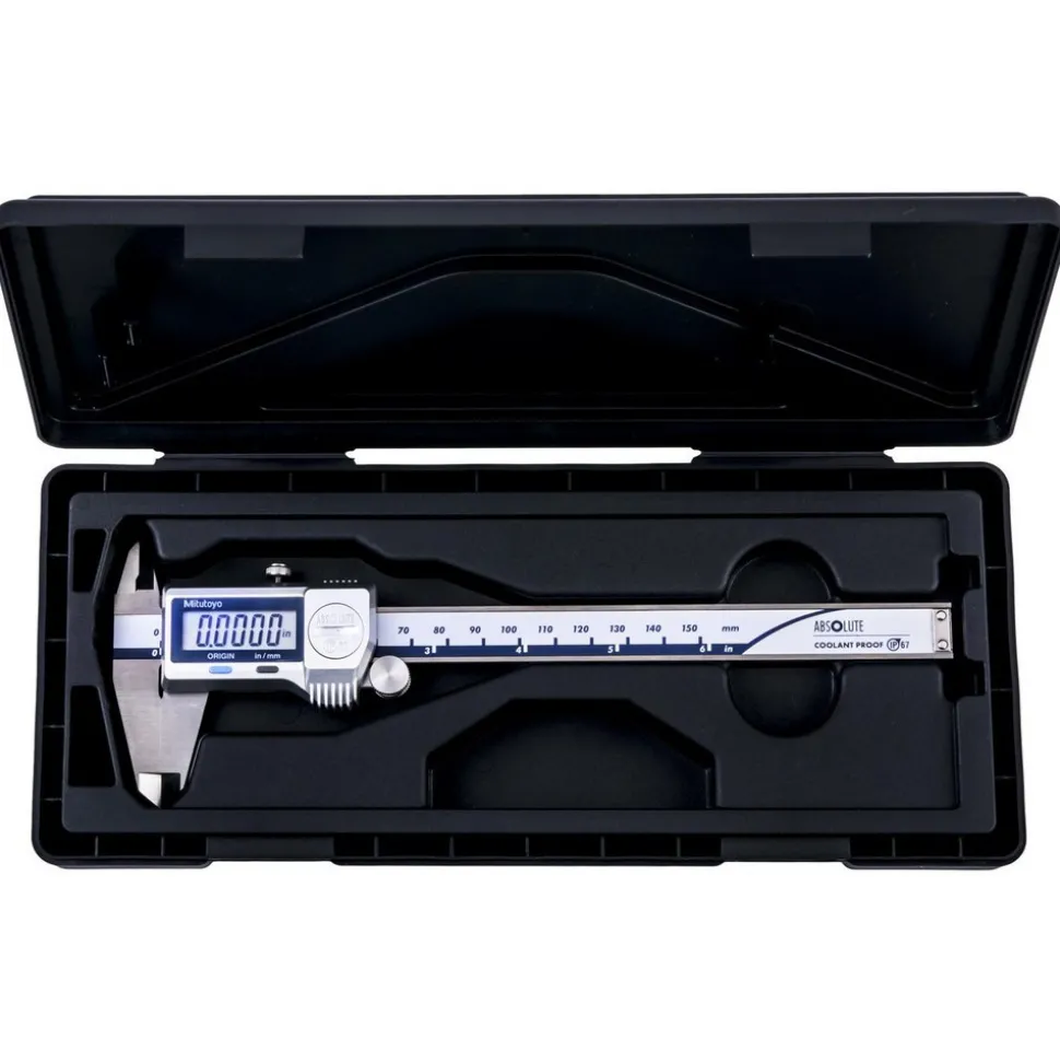 Electronic Caliper: 150.00 mm, 6", 0.01 mm, 0.0005" Resolution, +/-0.02 mm, +/-0.0010" Accuracy, Stainless Steel
