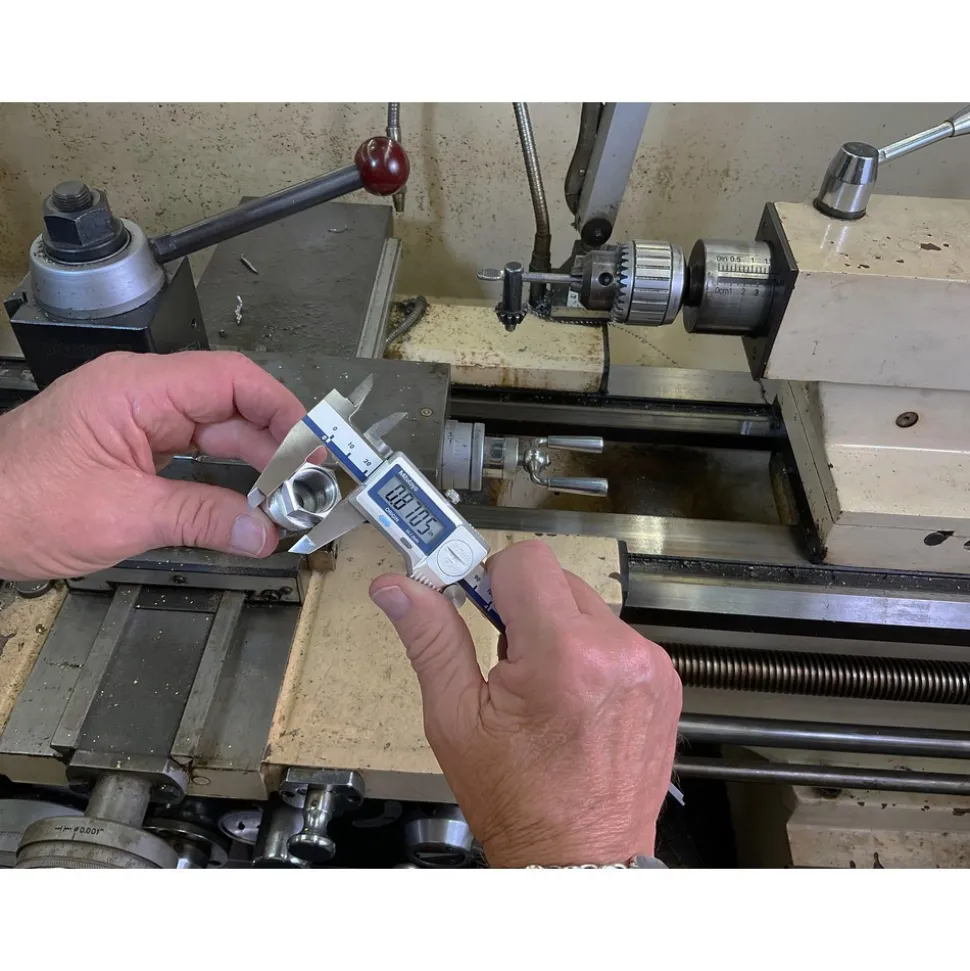 Electronic Caliper: 150.00 mm, 6", 0.01 mm, 0.0005" Resolution, +/-0.02 mm, +/-0.0010" Accuracy, Stainless Steel
