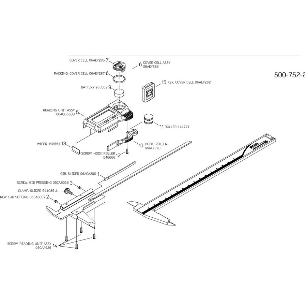 Electronic Caliper: 150.00 mm, 6", 0.01 mm, 0.0005" Resolution, +/-0.02 mm, +/-0.0010" Accuracy, Stainless Steel