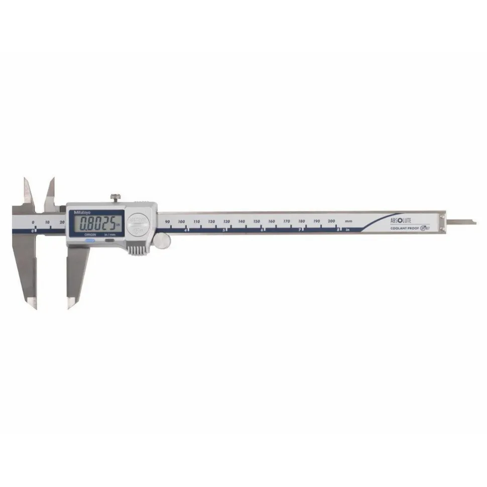 Electronic Caliper: 200.00 mm, 8", 0.01 mm, 0.0005" Resolution, +/-0.02 mm, +/-0.0010" Accuracy, Stainless Steel