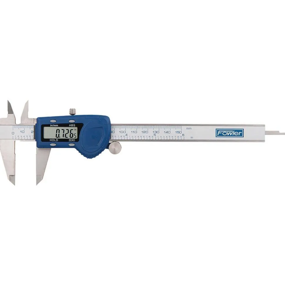 Electronic Caliper: 150.00 mm, 6", 0.01 mm, 0.0005" Resolution, +/-0.02 mm, +/-0.0010" Accuracy, Calibrated, Stainless Steel