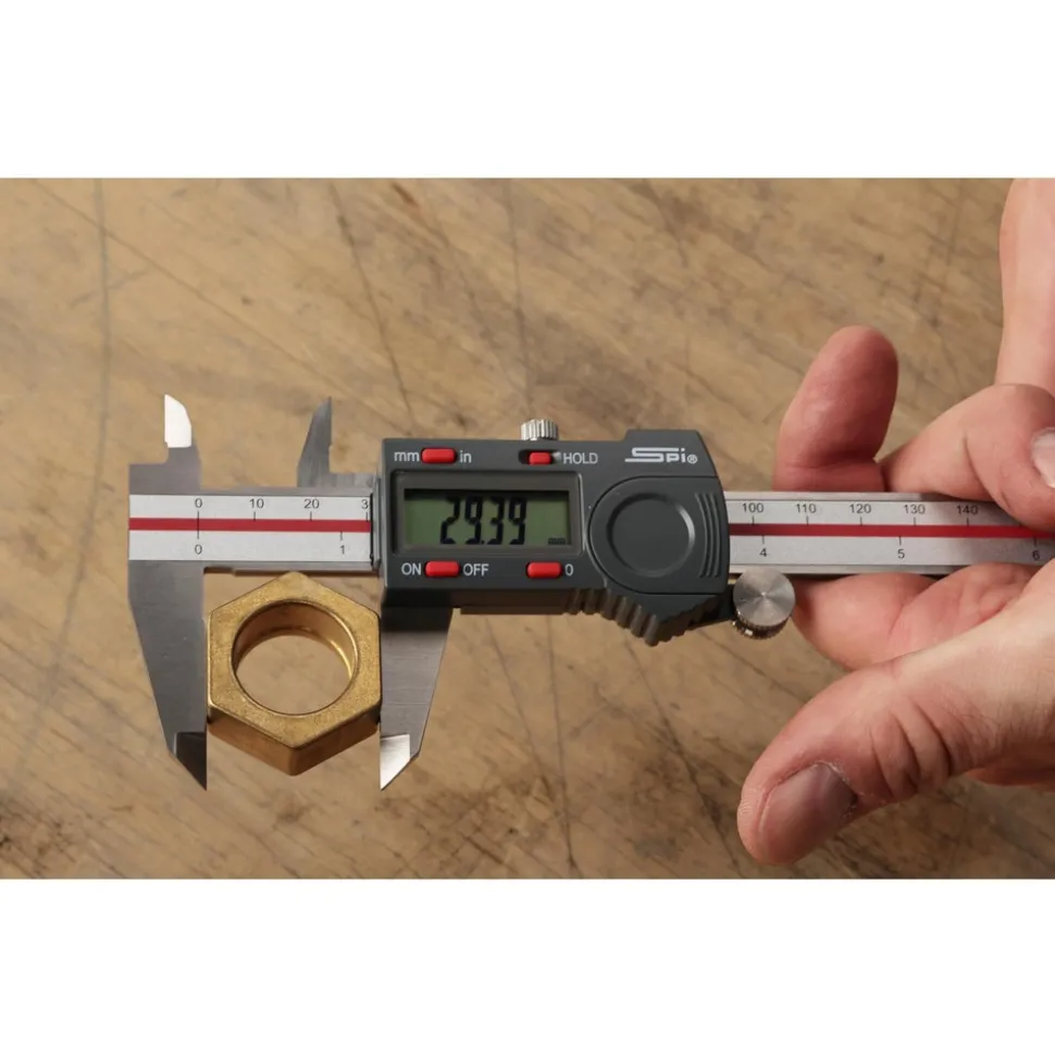 Electronic Caliper: 150.00 mm, 6", 0.0100 mm, 0.0005" Resolution, +/-0.02 mm, +/-0.0010" Accuracy, Calibrated, Stainless Steel