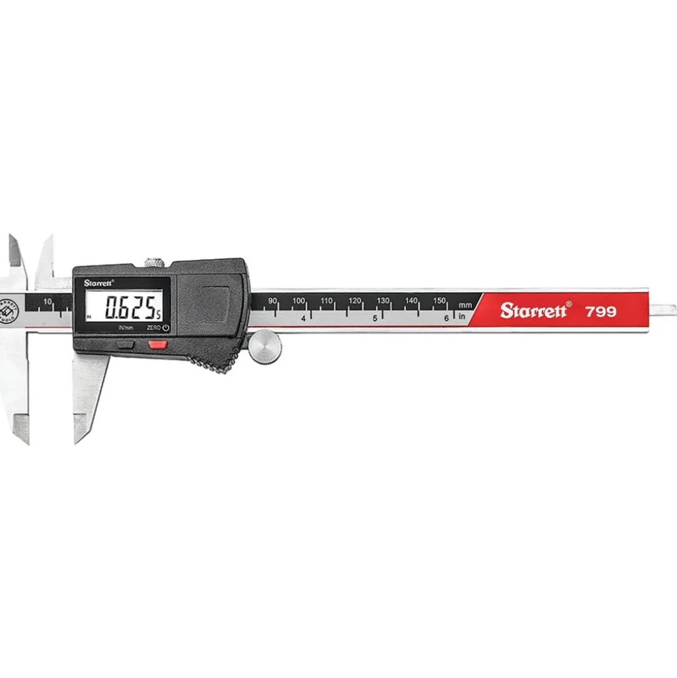 Electronic Caliper: 150.00 mm, 6", 0.01 mm, 0.0005" Resolution, +/-0.02 mm, +/-0.0010" Accuracy, Stainless Steel