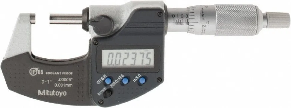 Electronic Outside Micrometer: 0.00 mm to 1", Solid Carbide Face, IP65
