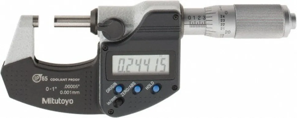 Electronic Outside Micrometer: 0.00 mm to 1", Solid Carbide Face, IP65