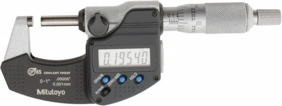 Electronic Outside Micrometer: 0.00 mm to 1", Solid Carbide Face, IP65