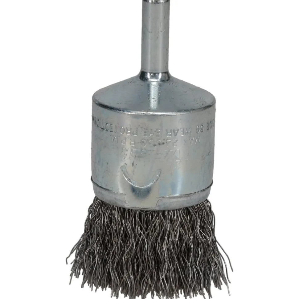 End Brush: 1" Dia, Stainless Steel, Crimped Wire