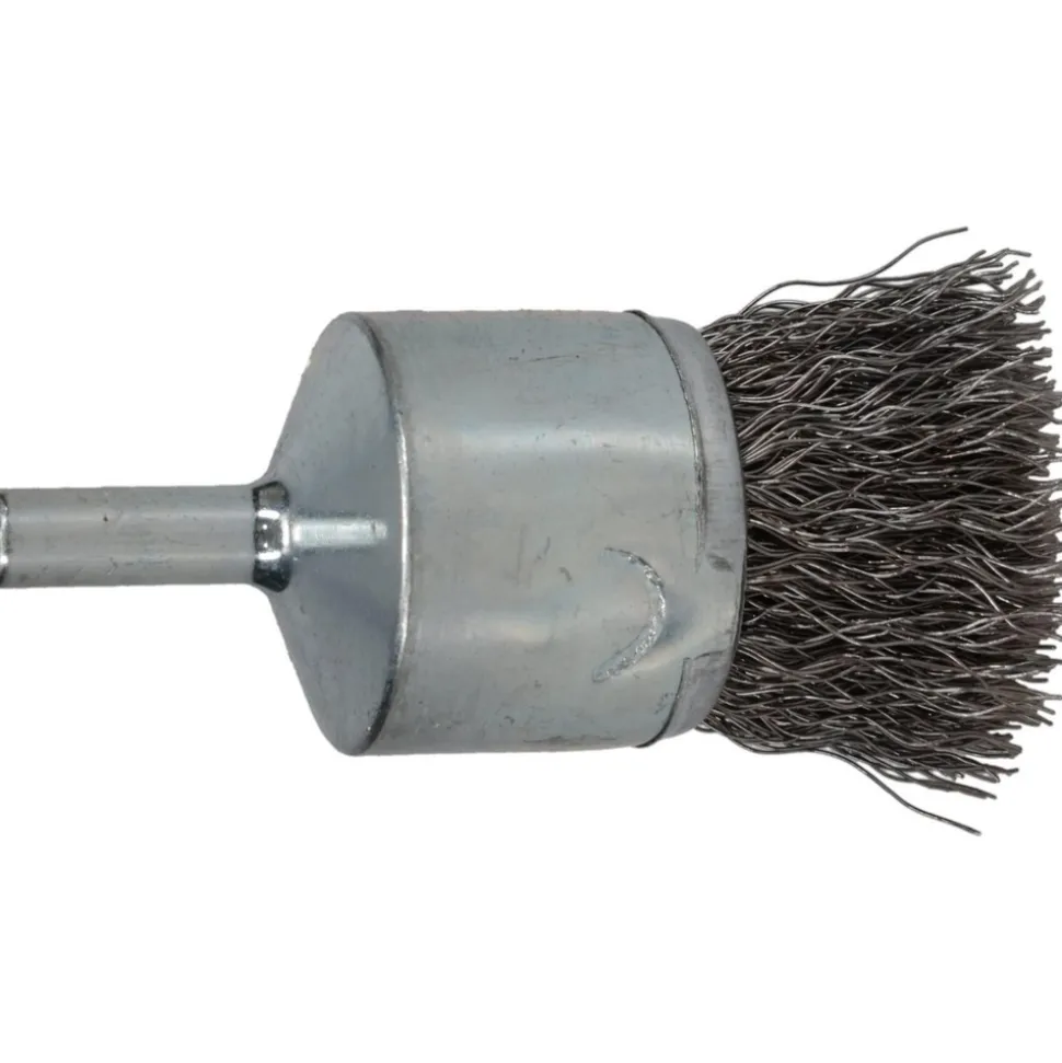 End Brush: 1" Dia, Stainless Steel, Crimped Wire