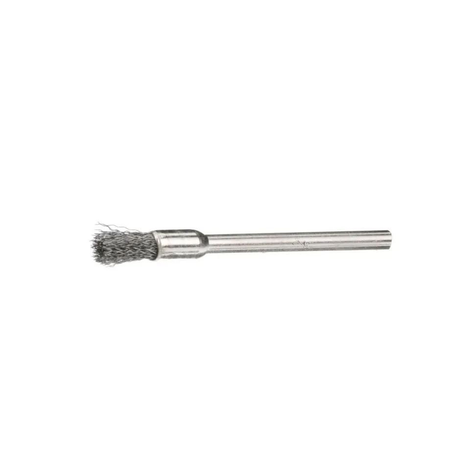 End Brushes: 1/4" Dia, Stainless Steel, Crimped Wire