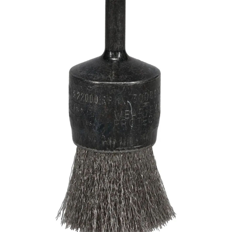 End Brushes: 1" Dia, Stainless Steel, Crimped Wire