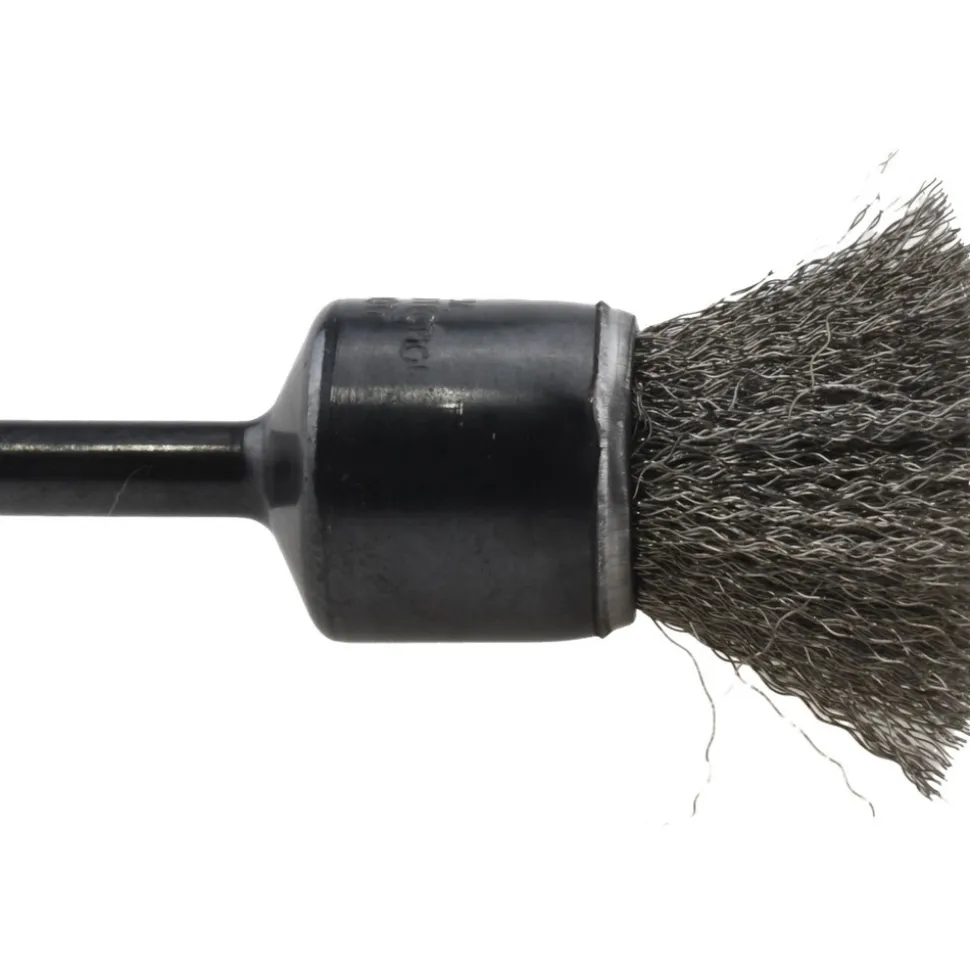 End Brushes: 3/4" Dia, Stainless Steel, Crimped Wire