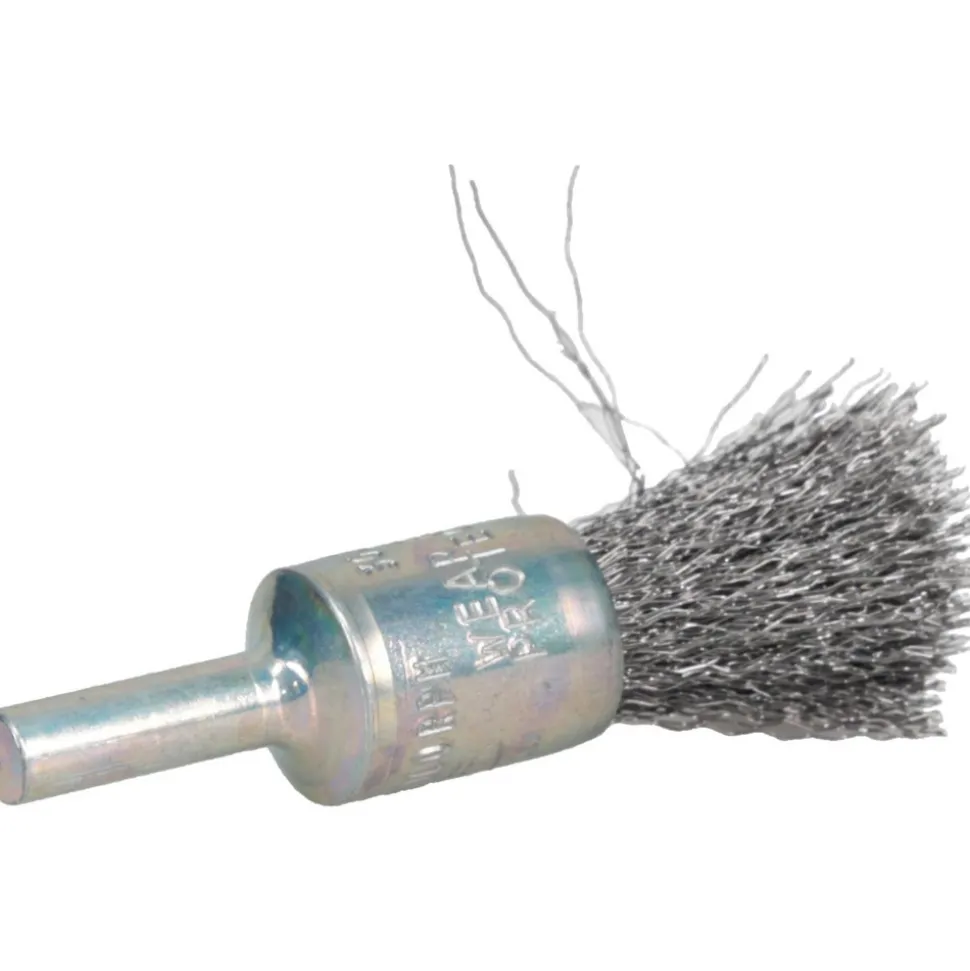 End Brushes: 1/2" Dia, Steel, Crimped Wire