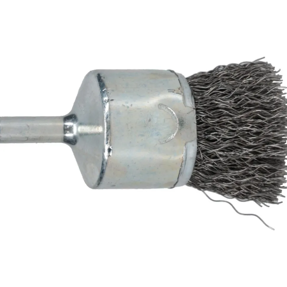 End Brushes: 1" Dia, Steel, Crimped Wire