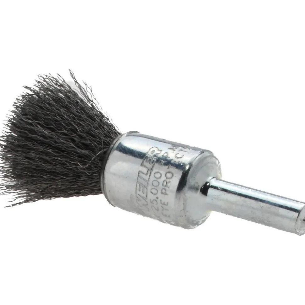 End Brushes: 1/2" Dia, Steel, Crimped Wire