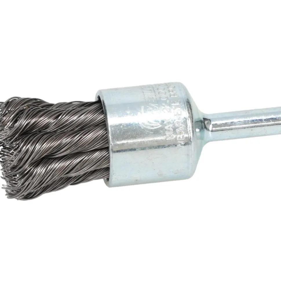 End Brushes: 3/4" Dia, Steel, Knotted Wire