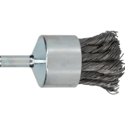 End Brushes: 1-1/8" Dia, Steel, Knotted Wire