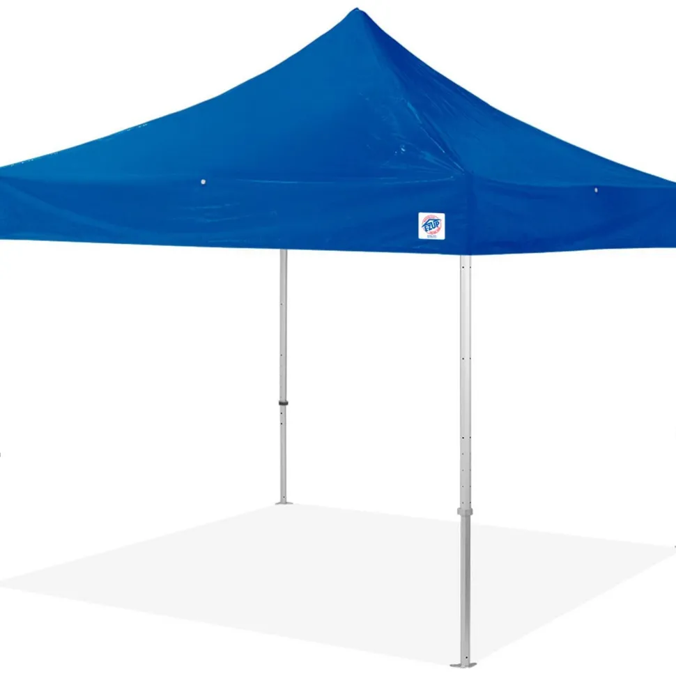 Endeavor Shelter: 10' x 10' Blue Duralon® PRO 500D Poly Canopy, 6061-T6 Industrial Aluminum Frame Gray, 11' 2" Center Height