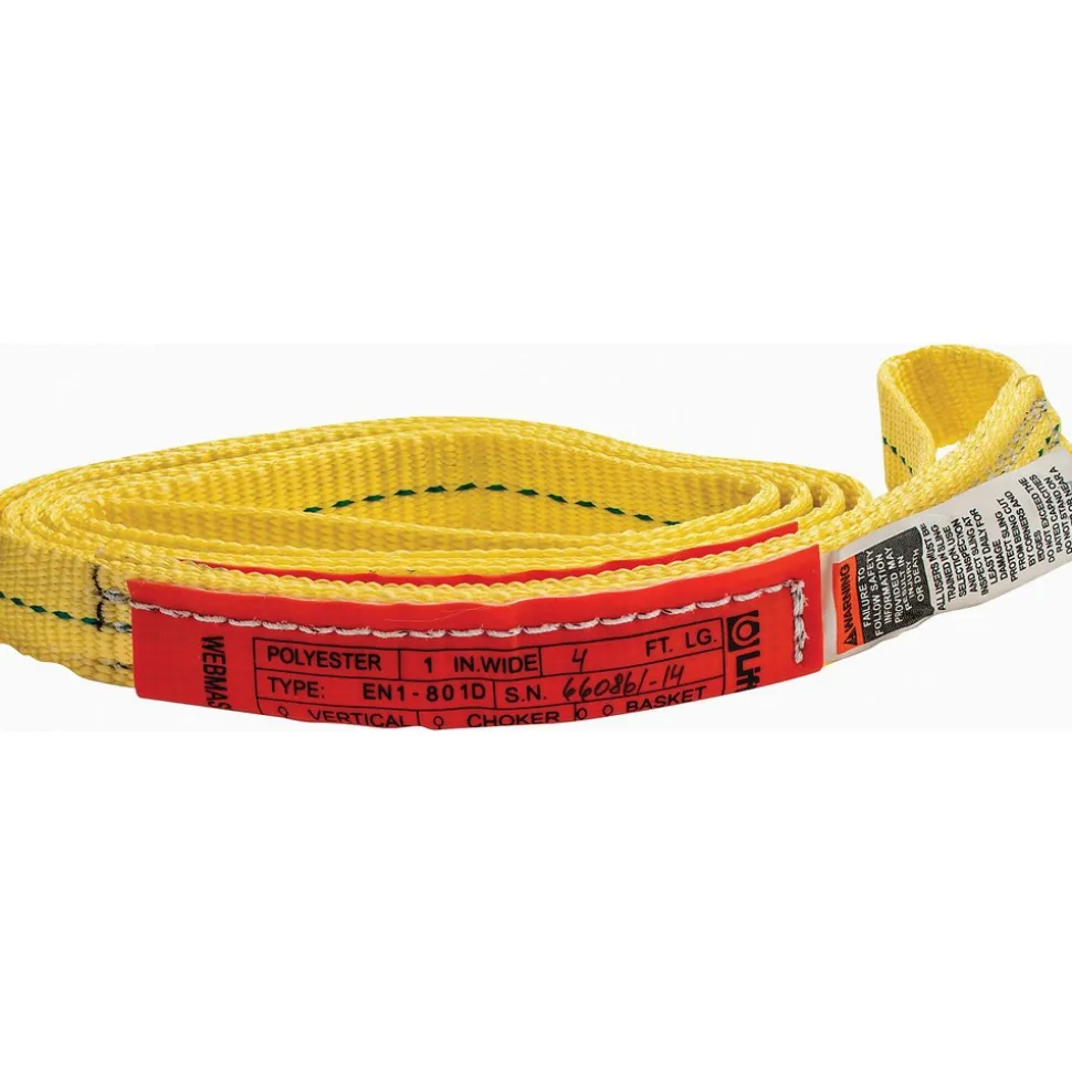 Endless, Type 5 Web Sling: 4' Long, 1" Wide, 3200 lb Vertical Capacity, Polyester