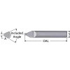 Engraving Cutter: 60 °, 0.009" Dia, 0.009" Tip Dia, Conical Point, Solid Carbide
