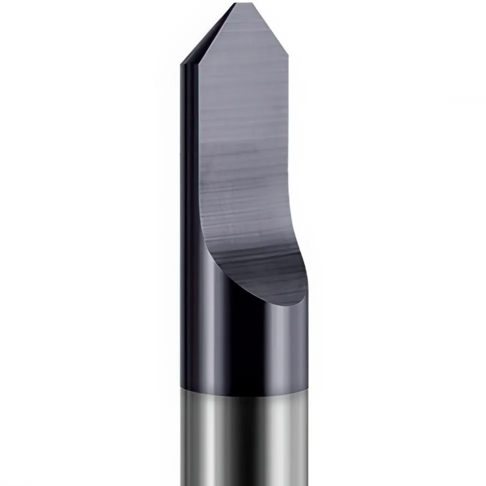 Engraving Cutter: 90 °, 1/8" Dia, 0.01" Tip Dia, Tipped Off Point, Solid Carbide