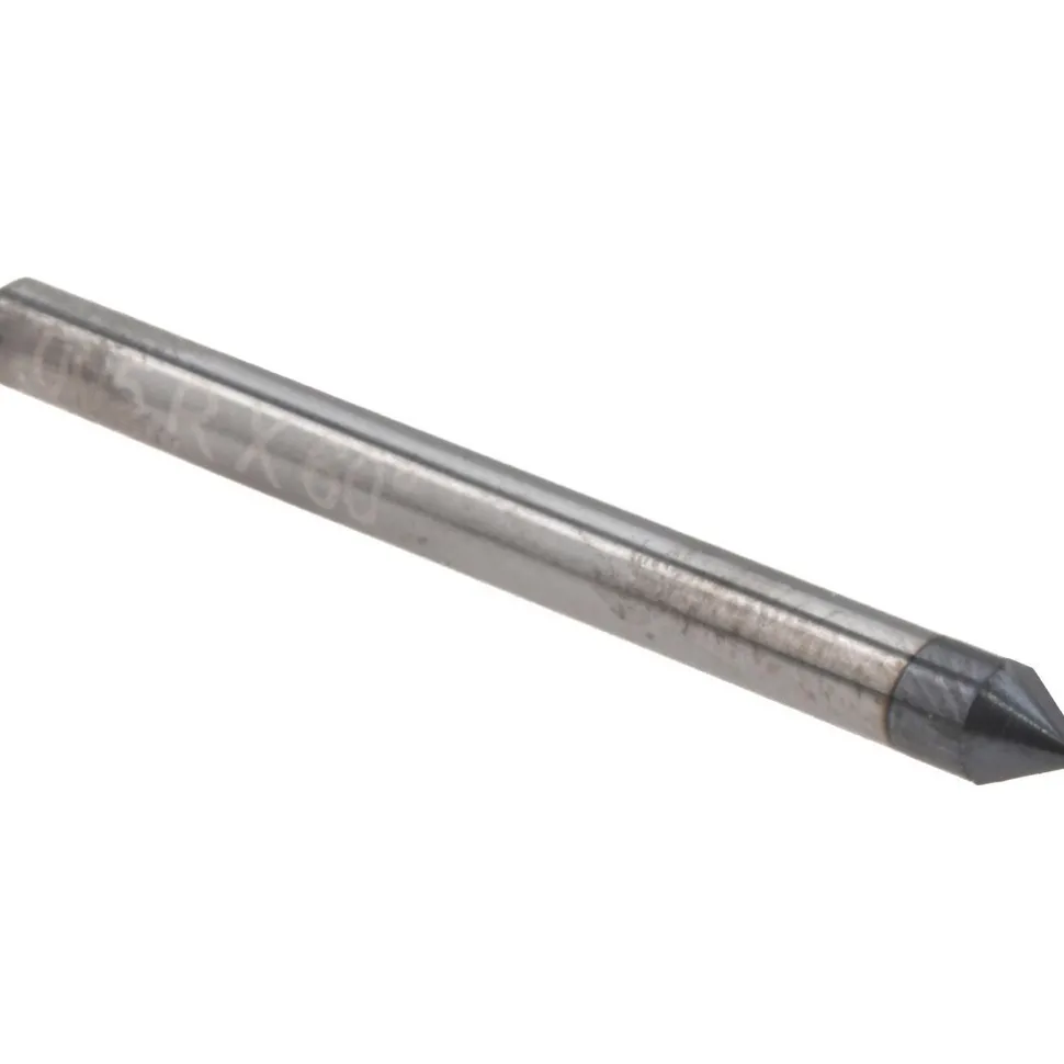 Engraving Cutter: 60 °, 1/8" Dia, Tip Radius Point, Solid Carbide